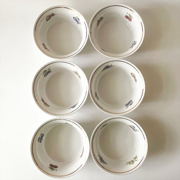 Graf von Henneberg JL Menau Fruits Nuts Gold Trim Dessert Bowls GDR Germany 6pc - Picture 5 of 8